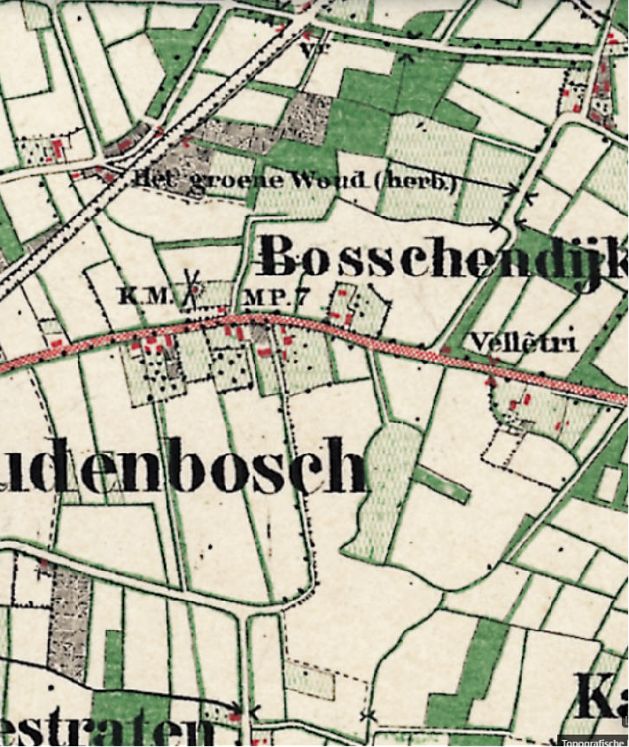 Molen 02651 b Molen van Van Hoek (Bosschendijk), detail van topogr.kaart 1872 | Database Nederlandse molens