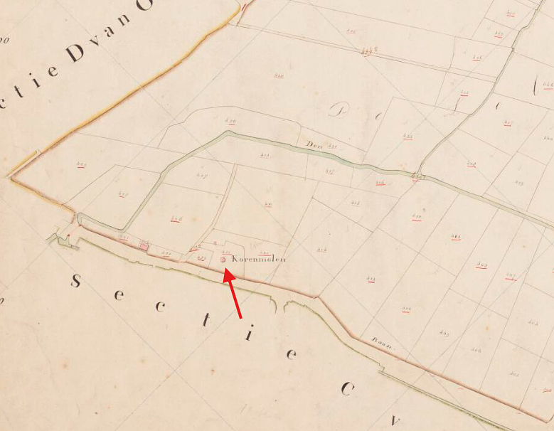 1, Molen 02651 c (standerdmolen) (Oudenbosch), Kadastrale kaart 1811-1832: minuutplan Oudenbosch, Noord-Brabant, sectie B, blad 02&nbsp; | Database Nederlandse molens
