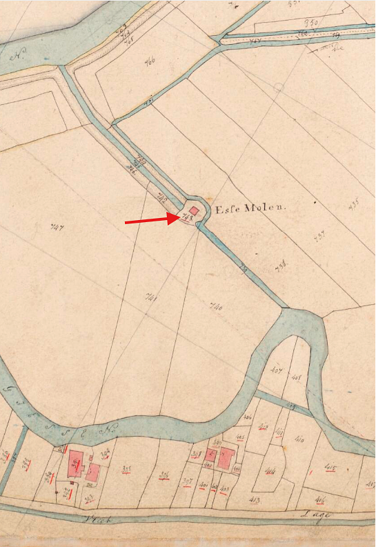 Molen 00834 a Polder Het Land der Zes Molens, Essemolen (Hoornaar), Detail kadasterkaart 1811-1832 | Database Nederlandse molens