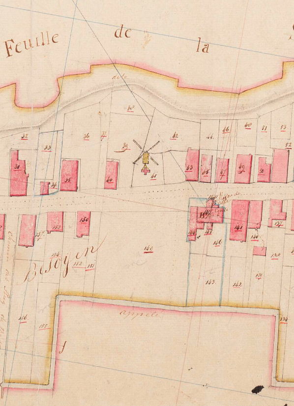Molen 00376 a Korenmolen van Besoijen (Besoyen), Kadastrale kaart 1811-1832: minuutplan Besoijen, Noord-Brabant, sectie D, blad 01 | Database Nederlandse molens