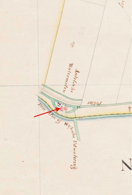 Molen 01192 a Opperste Polder van Andel, Andelsche Watermolen (Veen), Kadastrale kaart 1811-1832: minuutplan Op- en Neer- Andel, Noord-Brabant, sectie A, blad 02&nbsp; | Database Nederlandse molens