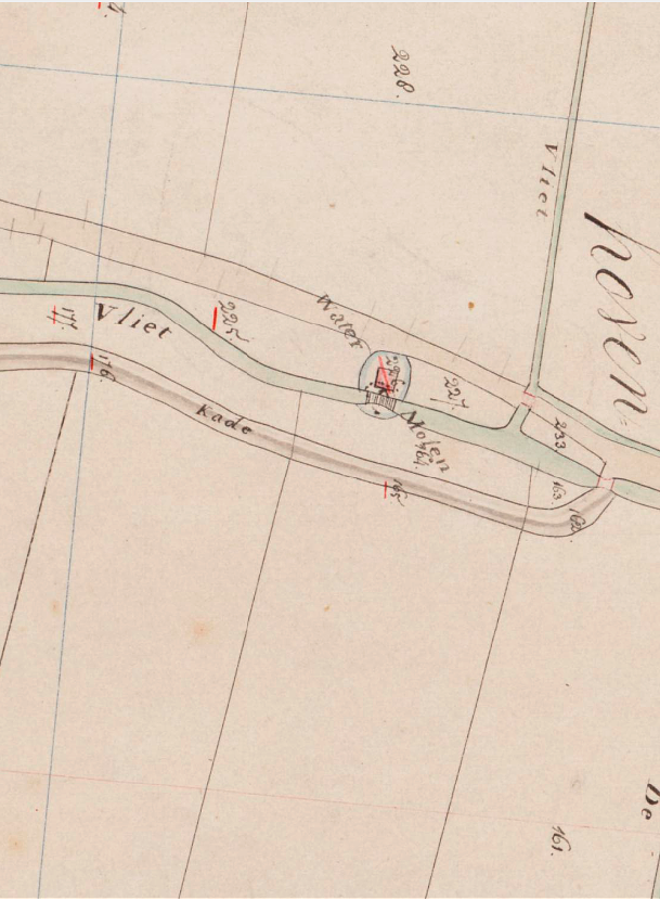 Molen 01198 Polder Emmikhoven, Emmikhovense molen (Nieuwendijk), Kadastrale kaart 1811-1832: minuutplan Emmikhoven, Noord-Brabant, sectie D, blad 02 | Database Nederlandse molens