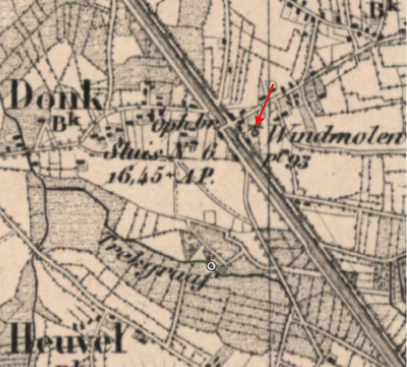 Molen 03139 b (korenmolen) (Beek en Donk), detail van topogr.kaart 1882 | Database Nederlandse molens