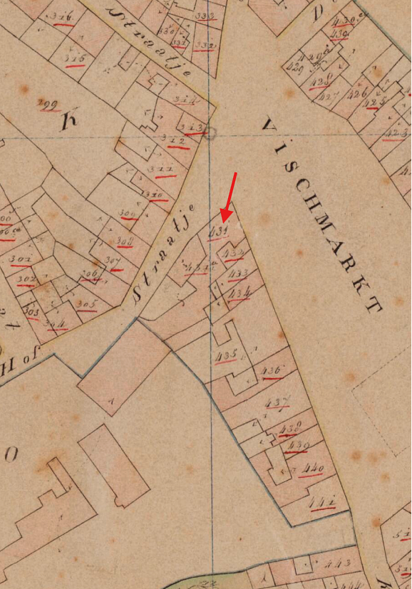 Molen Grutterij Hof van Gelre aan de Vismarkt (Bergen op Zoom), Kadastrale kaart 1811-1832: minuutplan Bergen op Zoom, Noord-Brabant, sectie G, blad 02&nbsp; | Database Nederlandse molens