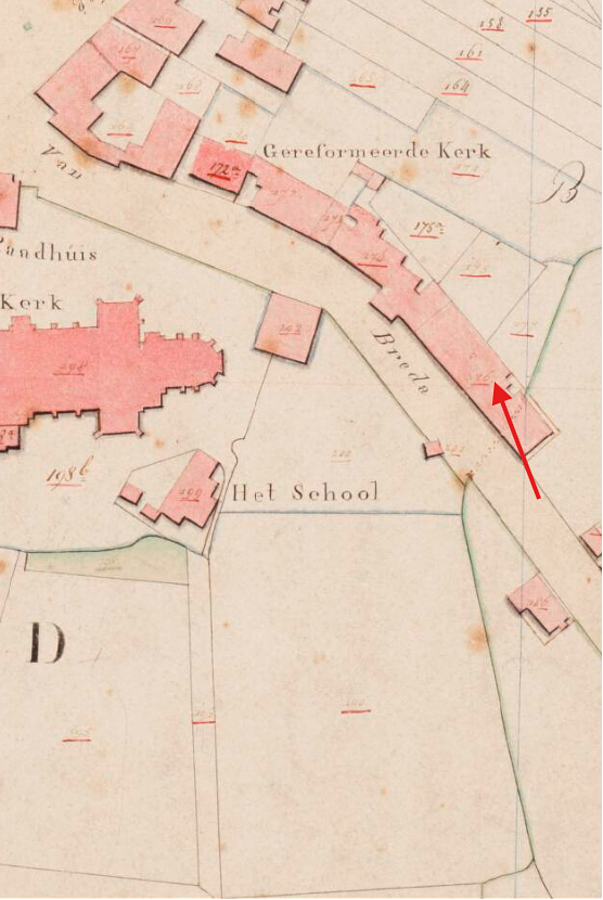 Molen 16663 Grutterij van Jan Sterkens (Breda), Kadastrale kaart 1811-1832: minuutplan Princenhage, Noord-Brabant, sectie O, blad 01 | Database Nederlandse molens