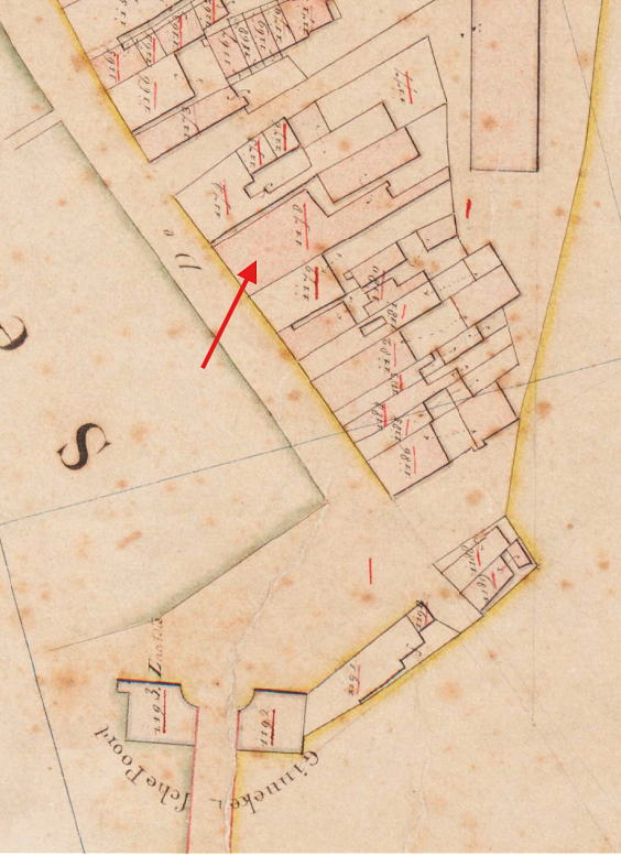 Molen Grutterij aan de Ginnekenstraat (Breda), Kadastrale kaart 1811-1832: minuutplan Breda, Noord-Brabant, sectie B, blad 02&nbsp; | Database Nederlandse molens