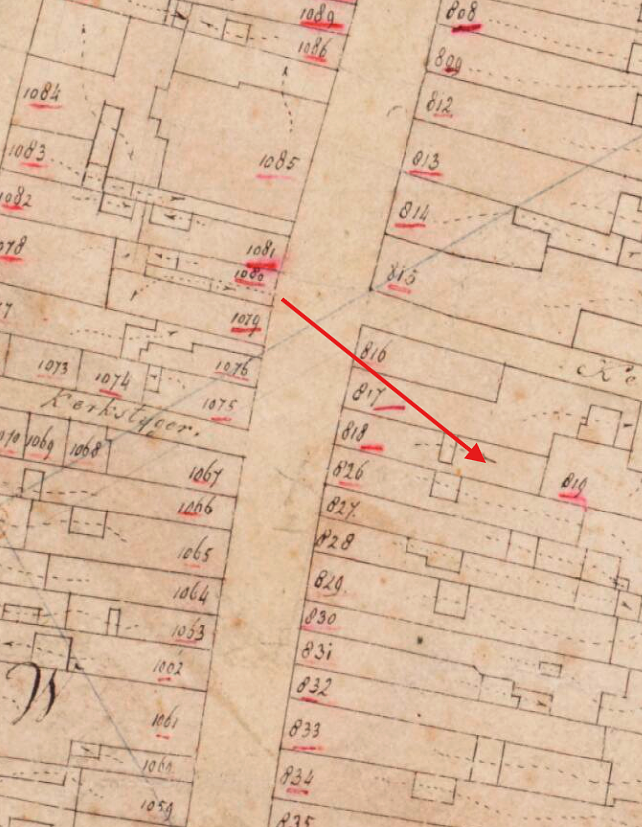 Molen 16175 Grutterij aan de Voorstraat (Dordrecht), Kadastrale kaart 1811-1832: minuutplan Dordrecht, Zuid-Holland, sectie G, blad 01 | Database Nederlandse molens