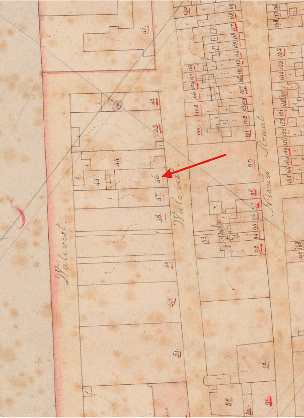 Molen 12374 Moutmolen van brouwerij Het Lam (Dordrecht), Kadastrale kaart 1811-1832: minuutplan Dordrecht, Zuid-Holland, sectie F, blad 01 | Database Nederlandse molens