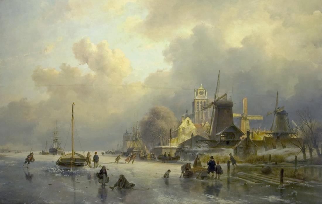 1, Molen 03941 r De Lattenzager (Dordrecht), schilder Andreas Schelfhout, de zaagmolen bij Dordrecht, 1843ca | Database Nederlandse molens