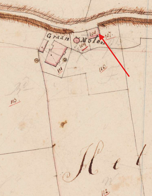 Molen Rosmolen van Opheusden (Opheusden), Kadastrale kaart 1811-1832: minuutplan Opheusden, Gelderland, sectie C, blad 01 (MIN05131C01) | Database Nederlandse molens