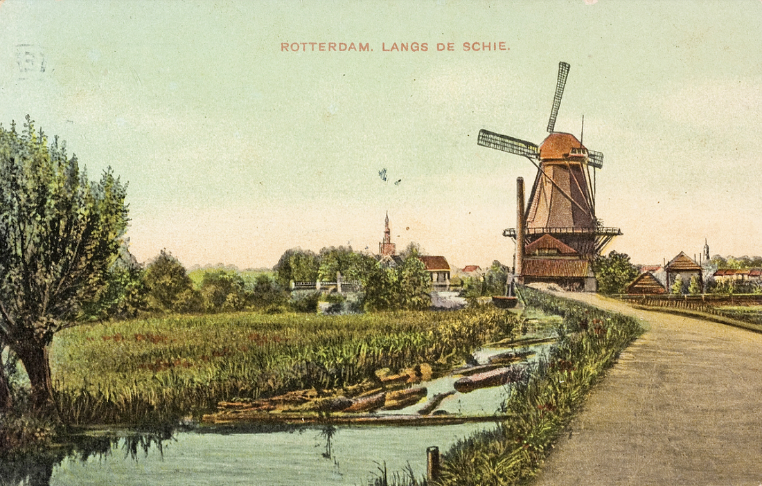 4, Molen 01168 j Polder Rijs-en-Daal, Baliemolen (2e) (Rotterdam, stadsdeel Overschie), datering: 1910, coll. DHM
uitgever:&nbsp;Kunstchromo J.H. Scheafer, Amsterdam | Database Nederlandse molens