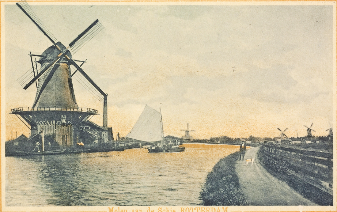 3, Molen 01168 j Polder Rijs-en-Daal, Baliemolen (2e) (Rotterdam, stadsdeel Overschie), Ansichtkaart, ingekleurd, nr 220004, uitg. onbek. coll. DHM | Database Nederlandse molens