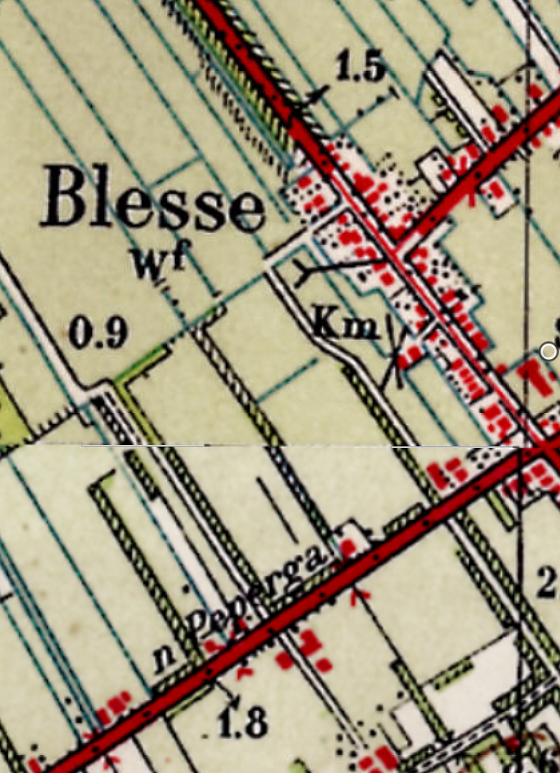 1, Molen voorganger van De Mars (De Blesse), detail van topografische kaart 1937 | Database Nederlandse molens