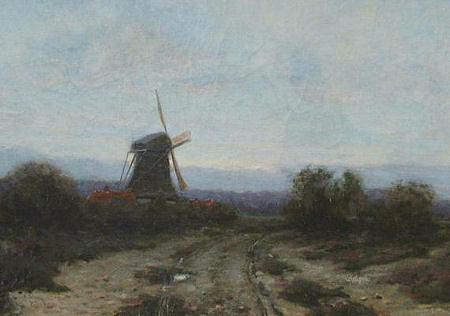 2, Molen 01790 bis Molen van Puijk (Blaricum), Schilderij van Elias Stark 1914, leerl van Anton Mauve, foto: Galerie Wijdemeren | Database Nederlandse molens