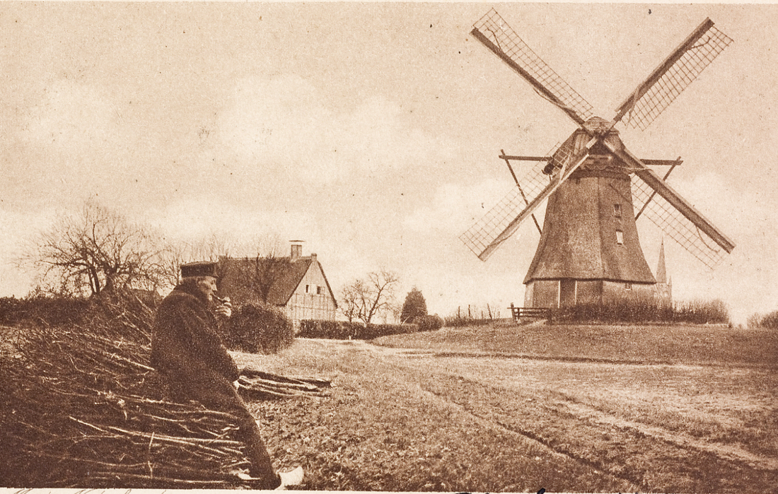 1, Molen 01790 bis Molen van Puijk (Blaricum), Foto coll. DHM; links op de foto Jan Puijk, de broer van de molenaar Willem Puijk | Database Nederlandse molens