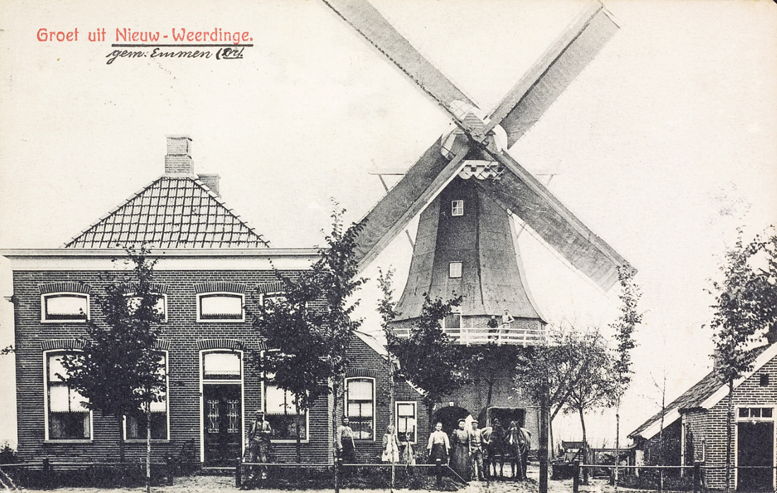 1, Molen 02742 Molen Salomons (Nieuw-Weerdinge), Ansichtkaart, coll.DHMdatering:&nbsp;16 augustus 1909 | Database Nederlandse molens