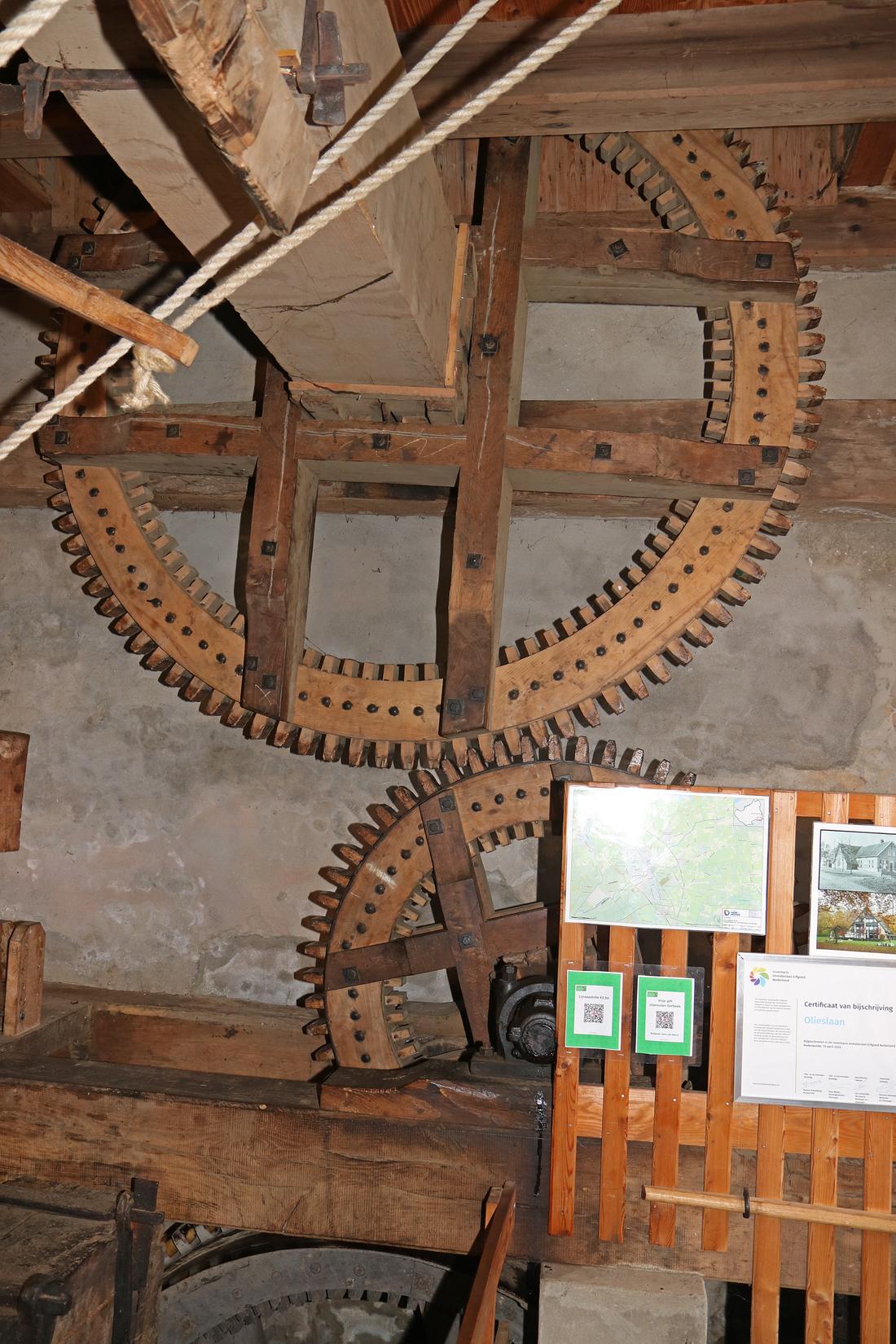 5, Molen 03500 (watermolen) (Eerbeek), Ronald Bakker (12-09-2026)Via twee tandraderen drijft het waterwiel de krukas en de kollergang aan. | Database Nederlandse molens