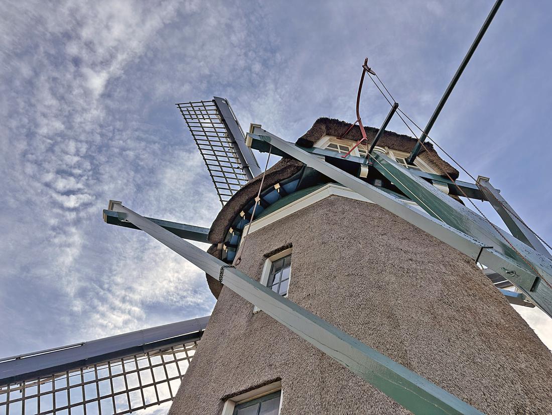 8, Molen 03097 a De Rat (IJlst / Drylts), Bernhard IJskes (21-10-2026)Zicht op het achterkeuvelens kap en fokken met remkleppen. | Database Nederlandse molens