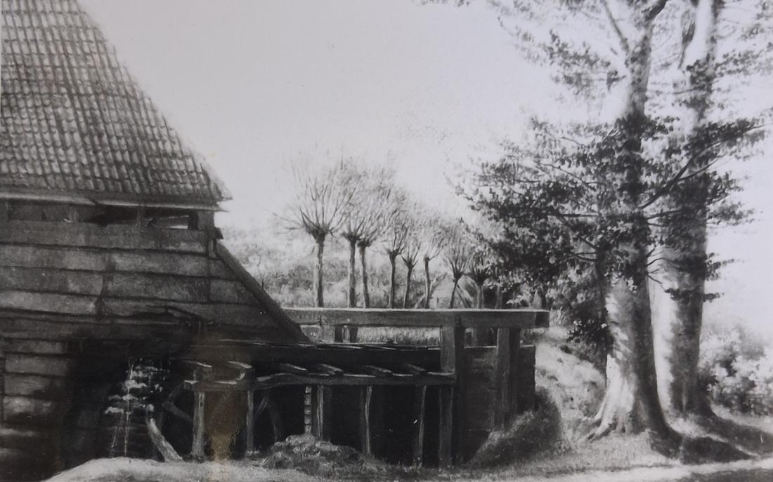 5, Molen 10266 Het Kraaijennest (Vaassen), Papiermolen Het Kraaiennest, ca 1850, collectie Jan Verhoek | Database Nederlandse molens