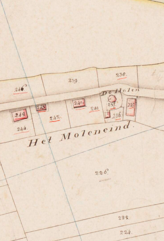 Molen 08498 Molen van Veen (Veen), Kadastrale kaart 1811-1832: minuutplan Veen, Noord-Brabant, sectie A, blad 01 | Database Nederlandse molens
