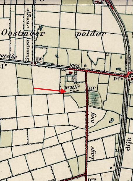 Molen 06470 e Oude Oostmoerpolder, onderdeel (Oude-Tonge), detail van top.kaart 1925 | Database Nederlandse molens