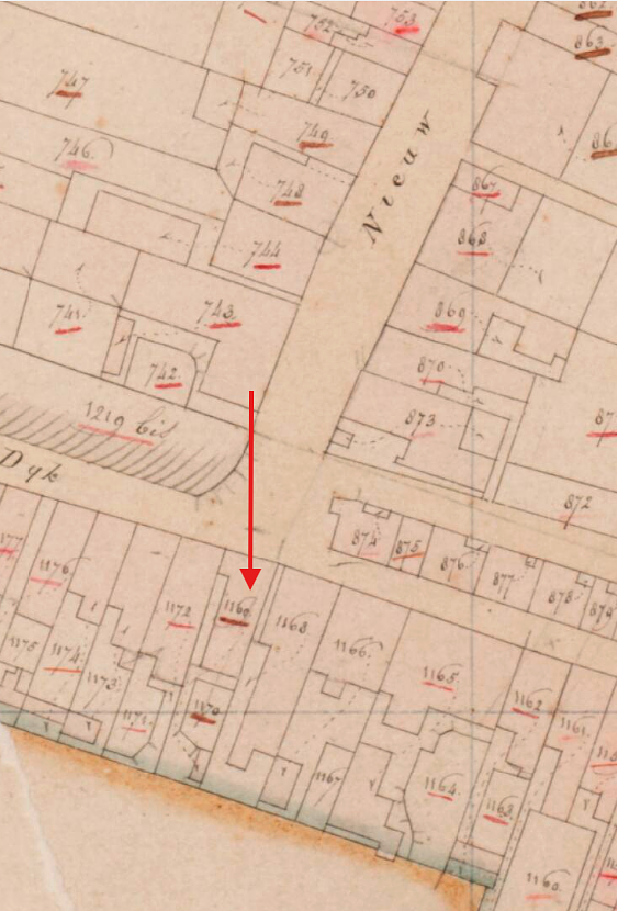Molen Grutterij in Oude Tonge aan de Molendijk (Oude-Tonge), Kadastrale kaart 1811-1832: minuutplan Oude Tonge, Zuid-Holland, sectie C, blad 05&nbsp; | Database Nederlandse molens