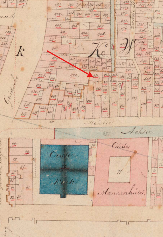 Molen 18131 De Alkmaarse Grutterij / later De Gekroonde Grutmolen (Rotterdam-Centrum), Kadastrale kaart 1811-1832: minuutplan Rotterdam, Zuid-Holland, sectie M, blad 01&nbsp; | Database Nederlandse molens