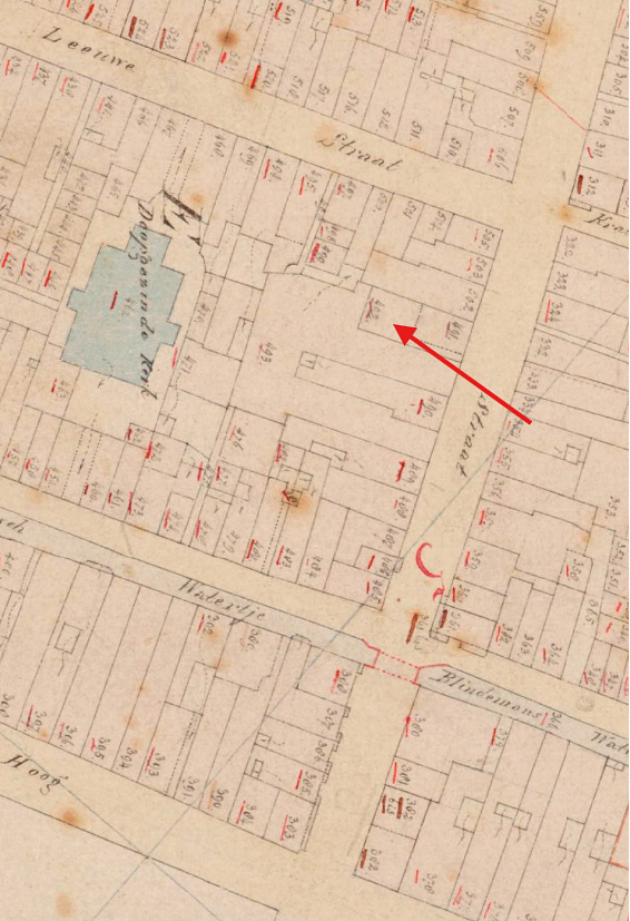 Molen Grutterij aan de Westewagenstraat (Rotterdam), Kadastrale kaart 1811-1832: minuutplan Rotterdam, Zuid-Holland, sectie I, blad 01&nbsp; | Database Nederlandse molens