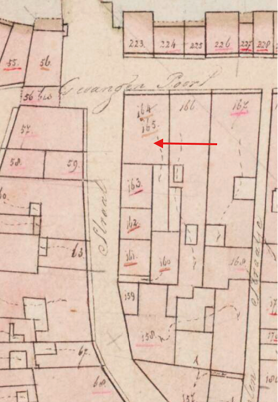 Molen Grutterij van Jan Roodenburg - Suikerstraat (Dordrecht), Kadastrale kaart 1811-1832: minuutplan Dordrecht, Zuid-Holland, sectie E, blad 01&nbsp; | Database Nederlandse molens