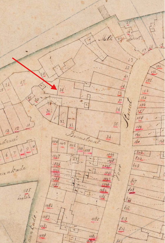 Molen Grutterij van Jan Ridderhof (Dordrecht), Kadastrale kaart 1811-1832: minuutplan Dordrecht, Zuid-Holland, sectie G, blad 01&nbsp; | Database Nederlandse molens