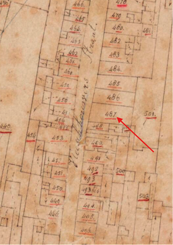 Molen Grutterij van Johannes Noteman  Vleeshouwerstraat (Dordrecht), Kadastrale kaart 1811-1832: minuutplan Dordrecht, Zuid-Holland, sectie F, blad 01 | Database Nederlandse molens