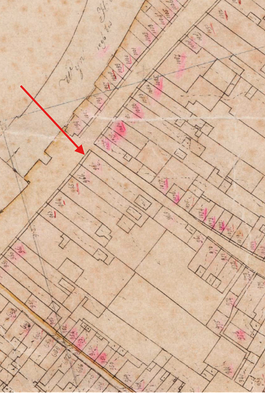 Molen Grutterij Het Vergulde Anker (Dordrecht), Kadastrale kaart 1811-1832: minuutplan Dordrecht, Zuid-Holland, sectie H, blad 01&nbsp; | Database Nederlandse molens