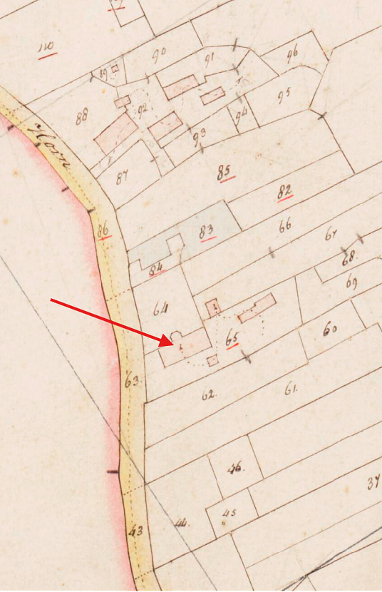 1, Molen 16038 Karnmolen aan de Meije (Bodegraven), Kadastrale kaart 1811-1832: minuutplan Bodegraven, Zuid-Holland, sectie A, blad 01 | Database Nederlandse molens
