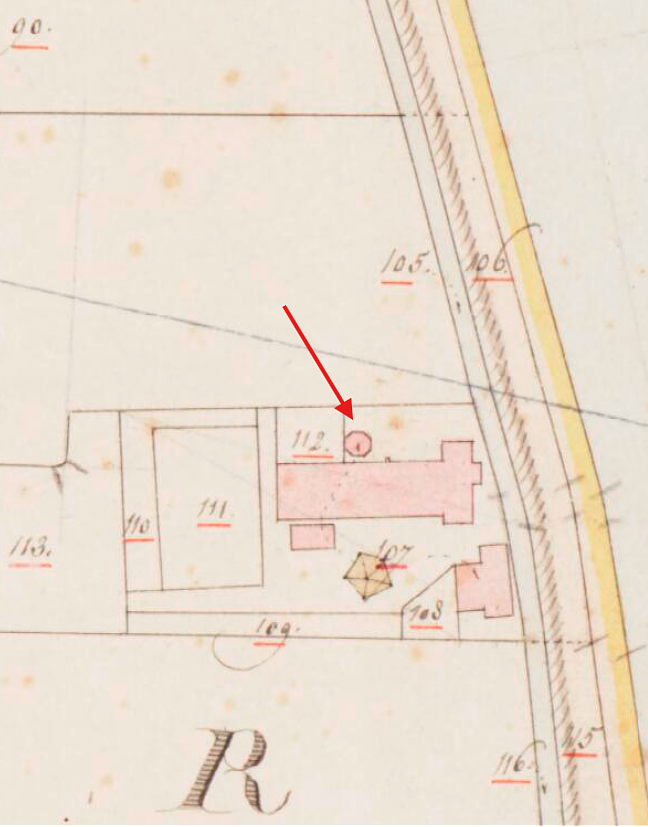 Molen Karnmolen aan de Schieweg 154 (Delft), Kadastrale kaart 1811-1832: minuutplan Hof van Delft, Zuid-Holland, sectie E, blad 01&nbsp; | Database Nederlandse molens