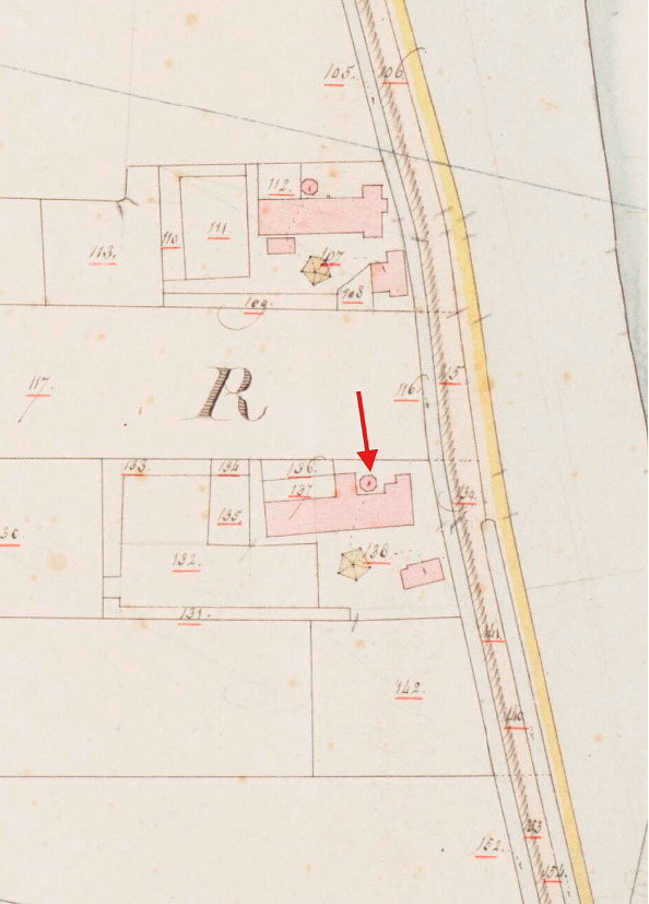 Molen Karnmolen aan de Schieweg 156 (Delft), Kadastrale kaart 1811-1832: minuutplan Hof van Delft, Zuid-Holland, sectie E, blad 01&nbsp; | Database Nederlandse molens