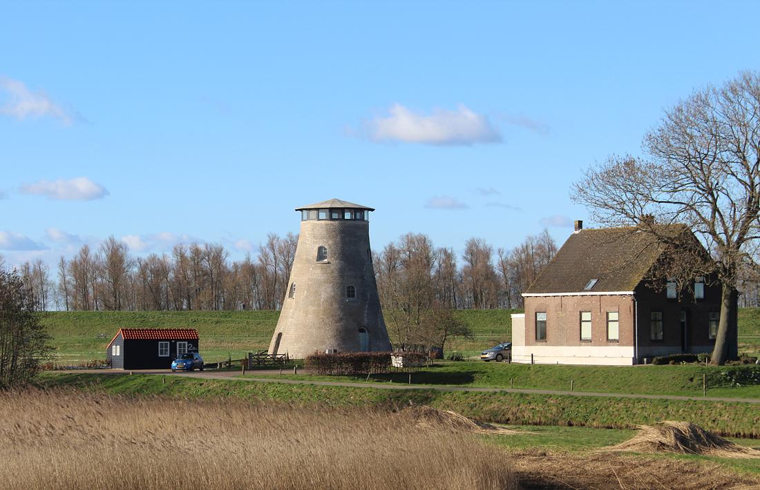 Molen 01272 Polder Schuddebeurs en Vegetas c.a., Schuddebeursche watermolen (Lage Zwaluwe), Foto van Denis van Cronenburg, opname 26-02-2023 | Database Nederlandse molens
