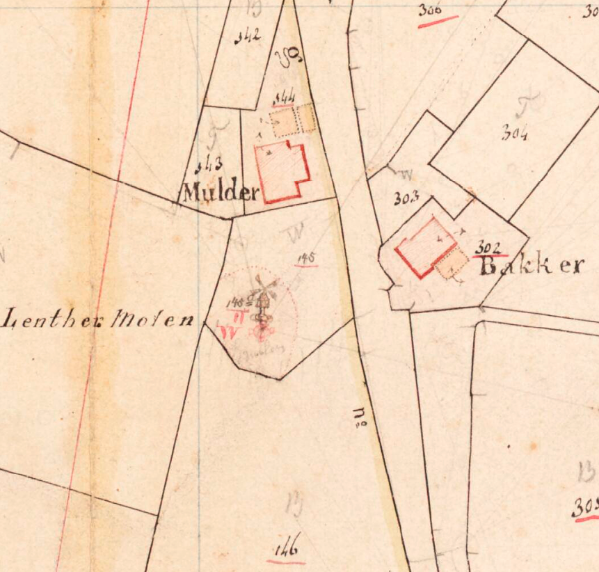 Molen 12661 Lenthermolen (1e) (Lenthe), Kadastrale kaart 1811-1832: minuutplan Dalfsen, Overijssel, sectie H, blad 02 | Database Nederlandse molens