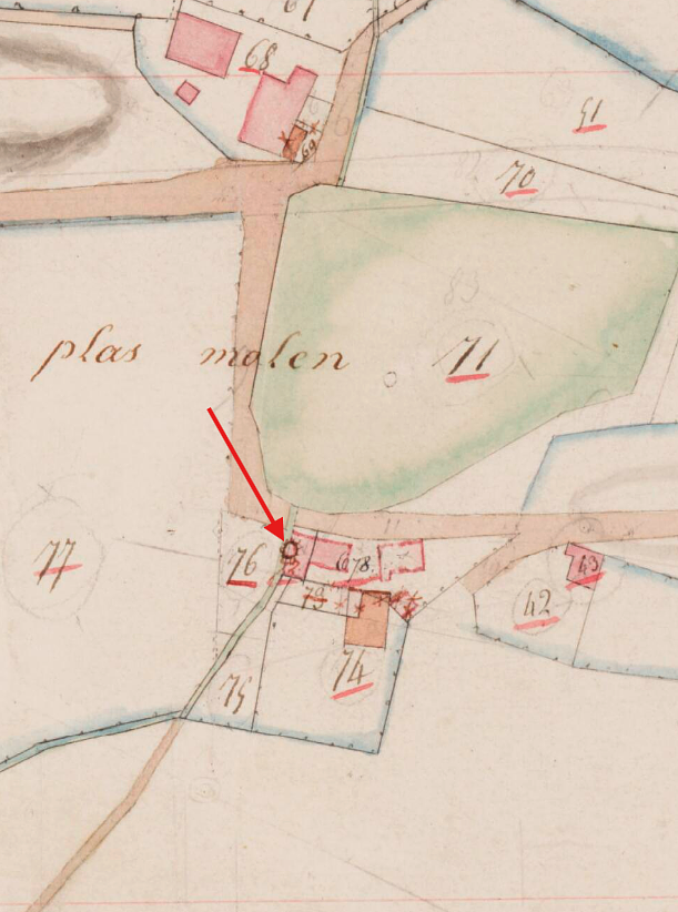 1, Molen 01625 a Onderste Plasmolen (Plasmolen), Kadastrale kaart 1811-1832: oorspronkelijke aanwijzende tafel Mook en Middelaar, Limburg, sectie B, blad 003 | Database Nederlandse molens