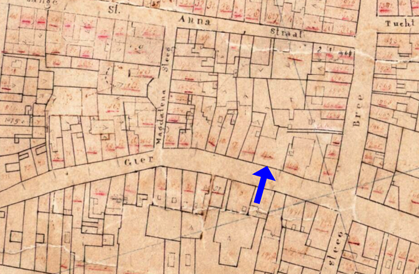Molen Grutterij - Gierstraat (Gierstraat 34), Kadastrale kaart 1811-1832: minuutplan Haarlem, Noord-Holland, sectie C, blad 01 | Database Nederlandse molens