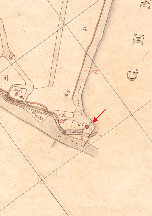 Molen 02545 i Klammolen / Wogmeer, noordelijke bovenmolen (Hensbroek), Kadastrale kaart 1811-1832: minuutplan Hensbroek, Noord-Holland, sectie B, blad 01 | Database Nederlandse molens