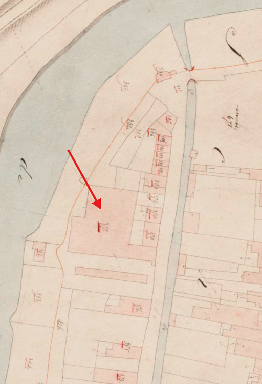 Molen 16889 Loodwitfabriek van Salomon van Vliet (Schoonhoven), Kadastrale kaart 1811-1832: minuutplan Schoonhoven, Zuid-Holland, sectie C, blad 01 | Database Nederlandse molens