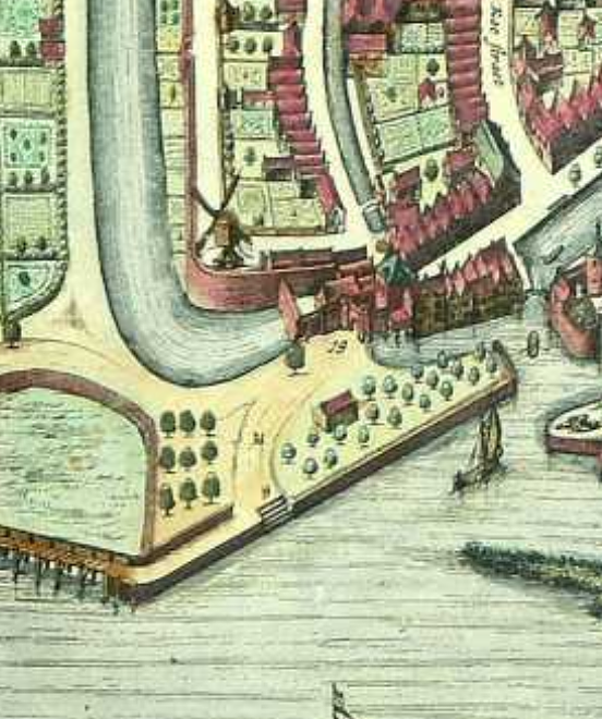 Molen 08958 (standerdmolen) (Schoonhoven), detail van kaart van Joan Blaeu, 1649 | Database Nederlandse molens