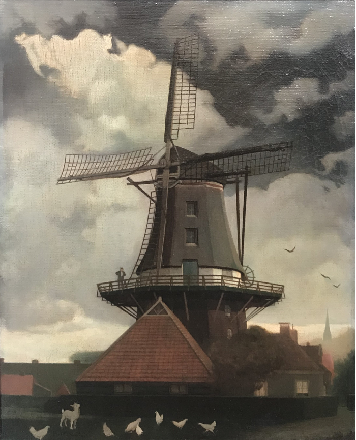 2, Molen 01465 j Het Anker / Molen van Kuiper (Steenwijk), De molen van vóór 1923, geschilderd door Charles Antoine Moen | Database Nederlandse molens