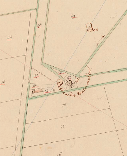 4, Molen 02589 a Nieuwe Zwaluwsche Polder, Dobbensche Molen (Lage Zwaluwe), Kadastrale kaart 1811-1832: minuutplan Hooge en Lage Zwaluwe, Noord-Brabant, sectie D, blad 01 | Database Nederlandse molens