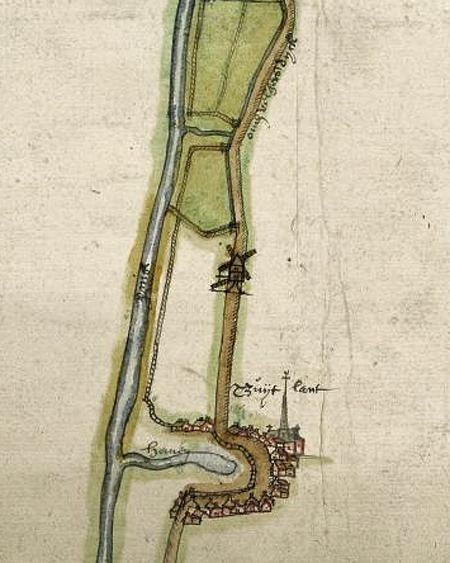 Molen 08253 (korenmolen) (Zuidland), fragment kaart 1578, zie externe verwijzing voor de complete kaart | Database Nederlandse molens