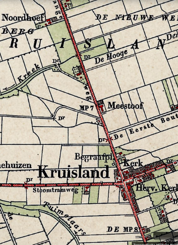 Molen 15396 Meestoof Kruislands-welvaren (Kruisland), detail kaart 1899 | Database Nederlandse molens