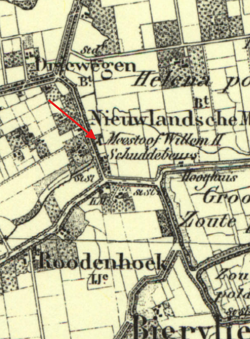 Molen 18177 Meestoof Willem II (Biervliet), detail kaart 1890 | Database Nederlandse molens