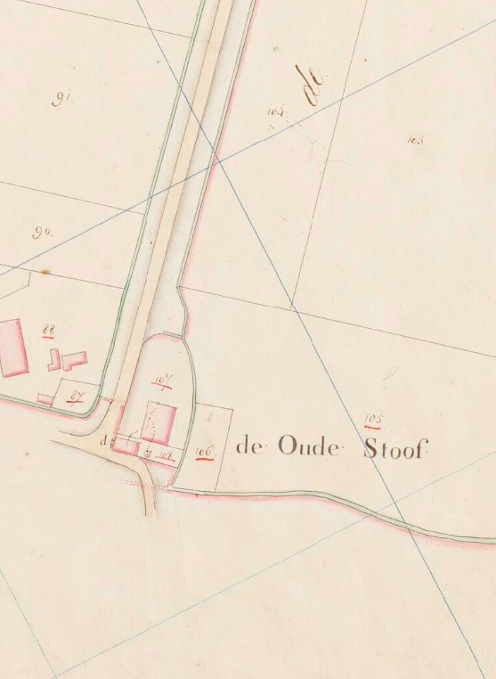 Molen 15882 De Oude Stoof (Fijnaart), Detail Kadastrale kaart 1811-1832: minuutplan Fijnaart en Heijningen, Noord-Brabant, sectie E, blad 01 (MIN10056E01) | Database Nederlandse molens