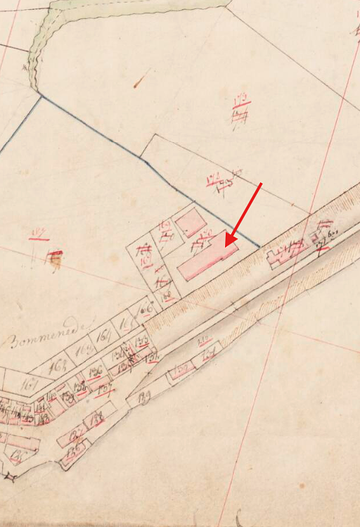 Molen 17912 Meestoof van Bommenede (Bommenede), detail Kadastrale kaart 1811-1832: minuutplan Bommenede, Zeeland, sectie B, blad 02 (MIN09011B02) | Database Nederlandse molens