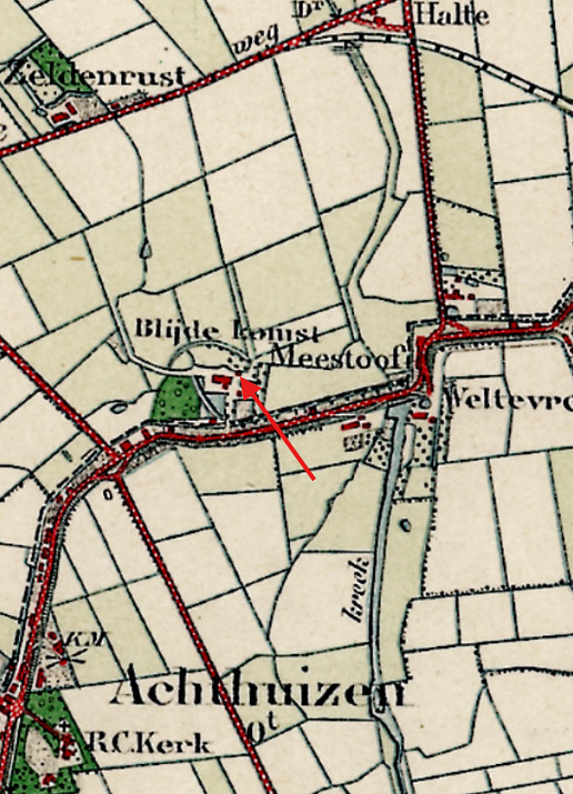 Molen 15887 (meestoof) (Den Bommel), detail kaart rond 1900 | Database Nederlandse molens